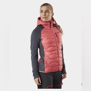 Peak Performance Helium Hybrid Hooded Women's Coral & Grey down fill Jacket